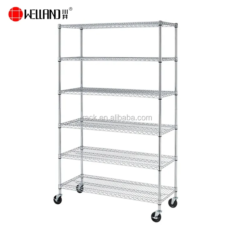 Haute qualité nouveau 6 niveaux 800lbs NSF approbation métal Zinc Chrome plaqué fil étagère fer acier au carbone étagère de stockage Garage Rack