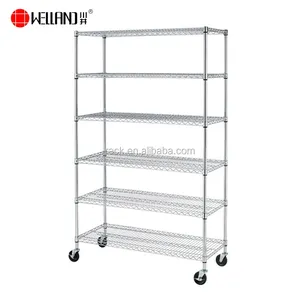 Shelving Rack High Quality New 6 Tiers 800lbs NSF Approval Metal Zinc Chrome Plated Wire Shelf Iron Carbon Steel Storage Shelving Garage Rack