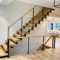 Ace Escalier en bois à bande de roulement en verre Escaliers droits Escaliers intérieurs personnalisés