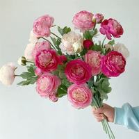 Fleur artificielle de renoncule réaliste et longue durée de vie, 50 cm, moderne, à 3 têtes, personnalisée, pour la décoration intérieure, les mariages et les fêtes