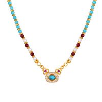 Parure de bijoux de luxe léger pour femme, collier ras du cou et bracelet en cuivre plaqué or véritable, ornés de perles et d'agate rouge turquoise