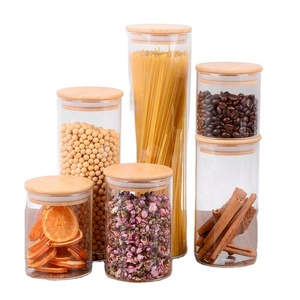Wholesale <b>clear</b> 11oz Wide Mouth sealed Glass Jar Food Storage <b>Container</b> With Bamboo Lid - Product Image 1