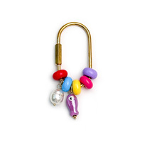 Breloque de sac colorée avec perles plates et rondes, perles enfilées à la main, fermoir en U, porte-clés, joli ornement de sac
