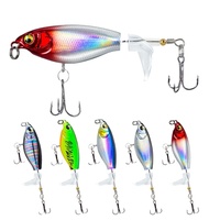 WildTrek Leurre de pêche Whopper Plopper pour brochet 7,5/9,5 cm 6/10 g, leurre de surface avec queue à hélice, 5 couleurs, appât dur 6 # /8 #   Hameçons triples