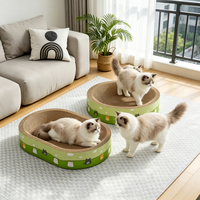 Lit de chat en carton durable, de luxe moderne, avec griffoir, en forme de bol ovale, nid de détente et griffoir haute densité pour intérieur