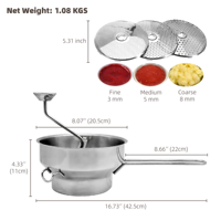 Keuken Accessoires Roestvrij Staal Fruit & Vegetable Voedsel Molen Handleiding Voedsel Groente Chopper Met 3 Discs