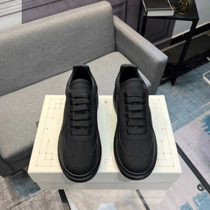 Alexander Black Platform Casual Sneakers pour hommes et femmes en cuir Mc. Chaussures à lacets légères à semelle épaisse pour l'extérieur – Modèle Queen - Product Image 1