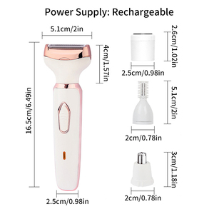 Rasoio elettrico Cordless 4-in-1 portatile per <span class=keywords><strong>donna</strong></span> rasoio indolore per Bikini rifinitore smontabile per viso sopracciglia naso-casalingo - Product Image 2