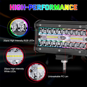 Nuevo Kit de Barras de Luces LED 4x4 para Auto con Anillo <span class=keywords><strong>Halo</strong></span> RGB, Luces Blancas de Inundación/Punto y Combinadas, IP67 Impermeable, Control por Aplicación Móvil - Product Image 3