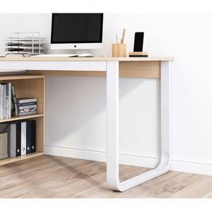 Escritorio de PC Nórdico en Forma de L, Grande <span class=keywords><strong>y</strong></span> Económico, para Estudio, Juegos, Montado en la Pared, para el Hogar, con Sillas Comerciales - Product Image 4