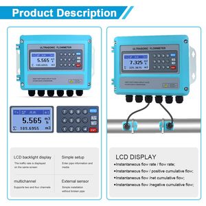 Débitmètre d'eau à ultrasons en acier inoxydable, transducteur numérique à pince de grande taille DN300-6000mm 7.325 M/h - Product Image 2