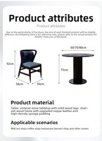 Fournisseur de meubles pour hôtels et restaurants, couleur/taille personnalisable, durable, style moderne minimaliste, table et chaises en bois massif avec plateau en marbre
