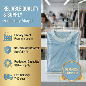 Robe longue musulmane élégante pour femmes avec encolure en strass, formelle, ODM - Product Image 6