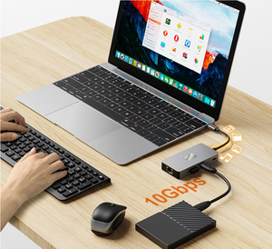 USB3.2 7-en-1 <span class=keywords><strong>Hub</strong></span> Estación de acoplamiento de 2,5 pulgadas Adaptador 4KHD RJ45 Gigabit G LAN <span class=keywords><strong>Ethernet</strong></span> Splitter Lector de tarjetas SD/TF PDW100W Computadora - Product Image 5