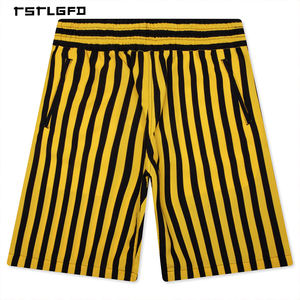 Pantalones Cortos Casuales para Hombre, Transpirables y Ecológicos, Amarillos y Negros, para Playa, Verano, con Cintura Elástica y Bolsillos - Product Image 1