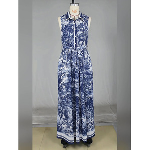 Vestido Boho Estampado Nuevo para Mujer, Tallas S a 2XL, Sexy, con Abertura Alta, Fluido, Abotonado, Maxi Vestido Largo con Cinturón - Product Image 5