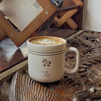 Mug en céramique Niche Ins à pois, tasse à café rétro peinte à la main avec motif cheval, cadeau tasse à eau dessin animé