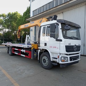 Shacman F3000 4x2 <b>Flatbed</b> Wrecker <b>Truck</b> with 7 Ton Telescopic Boom Crane Slidebed Recovery 336HP - Product Image 3
