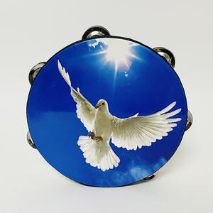 กลองแทมบูรีนสองแถว เครื่องดนตรีออร์ฟ บลูโดฟ ขนาด 6 นิ้ว 8 นิ้ว 10 นิ้ว กลองระฆัง นกพิราบแห่งสันติภาพ กลองมือ ของเล่นดนตรี - Product Image 2