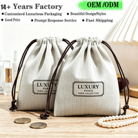 Sac à cordon minimaliste en coton et lin recyclable, sac anti-poussière tissé à chevrons, pochette en coton polyvalente pour le rangement à domicile et les voyages