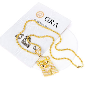 Kalung Rantai Hip Hop Perak 925 Berhiaskan Berlian Moissanite VVS Gra Iced Out untuk Pria, Liontin Yesus Moissanite - Product Image 2