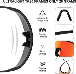 Meilleures lunettes de cyclisme, lunettes de vélo de route, logo personnalisé, verres photochromiques polarisés or/blanc/jaune, légères, anti-UV - Product Image 2