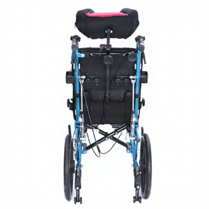 KS Childrens <b>Reclining</b> Wheelchair Red Black Seat Aluminum Frame With Headrest And Safety Straps - Product Image 3