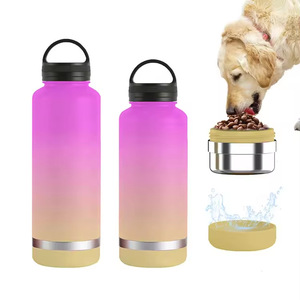 Grande tasse en acier inoxydable de 1 l avec fond amovible, design classique pour les animaux de compagnie en promenade en extérieur - Product Image 2