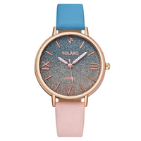 Montre à quartz pour femme, motif romain, incrustée de diamants, dégradé, bracelet en cuir écologique, petite taille, best-seller du commerce extérieur