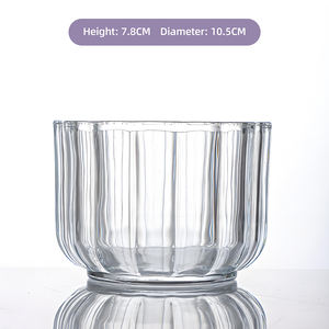 Portacandele in Vetro Trasparente Premium con Strisce Verticali Spesse, Contenitori Vuoti per Candele all'Ingrosso - Product Image 6