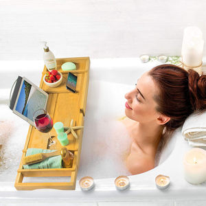 Caddy Bañera Caddy Bandeja de baño Extensible Bañera de bambú Caddy Baño Bandeja de baño - Product Image 2