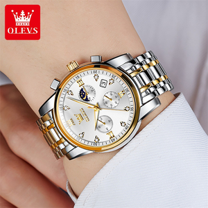 <span class=keywords><strong>OLEVS</strong></span>-Reloj deportivo de cuarzo para hombre, cronógrafo de lujo, de pulsera, de acero inoxidable, resistente al agua, novedad de 2858 - Product Image 2