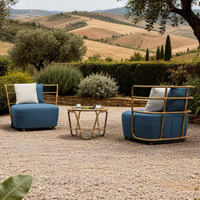 Ensemble de canapé et table basse de jardin en alliage d'aluminium moderne, mobilier d'extérieur durable et imperméable pour hôtels, restaurants, 2 places, patio