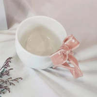 Ins nouveau girly arc poignée en céramique tasse à café Noël Saint Valentin couple cadeau ensemble personnalisé 3d mignon tasses pour les filles