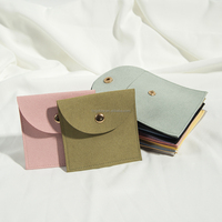 8x8cm luxe microfibre bijoux sacs emballage pour boucles d'oreilles collier daim enveloppe rabat bouton bijoux pochette petit sac en cristal