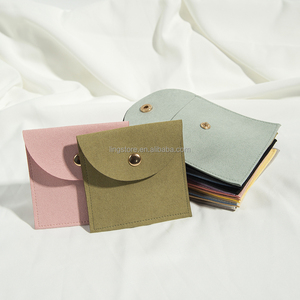 8x8cm di lusso in microfibra borse per gioielli per <span class=keywords><strong>orecchini</strong></span> collana in pelle scamosciata busta con bottone portagioie piccolo <span class=keywords><strong>sacco</strong></span> di cristallo - Product Image 5