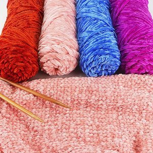Tự làm đan Chenille Nhung vàng dày len chủ đề 100% polyester cho độ bền cao nhuộm mũ khăn Áo len búp bê Crochet móc - Product Image 4
