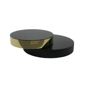 Luxuriöser Klassischer Edelstahl-Couchtisch <span class=keywords><strong>Benson</strong></span> mit Schwarzer Gehärteter Glasplatte, Drehbarer Teetisch für Wohnzimmer und Flur, Stoffmaterial - Product Image 2