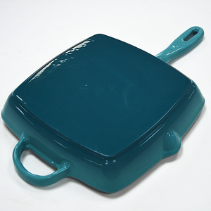 28cm Enamel Coating Cast Iron square Shape <strong>Grill</strong> Frying <strong>Pan</strong> with Dual Handles - Product Image 5