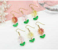 Bijoux Bowei : Boucles d'oreilles fantaisie d'été irisées faites à la main, style crochet en cuivre et résine, 66 mm de long