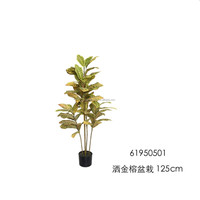 Künstlicher Codiaeum Variegatum Bonsai-Baum 1,6m PEVA-Material Topfpflanze für Heim- und Hochzeitsdekoration