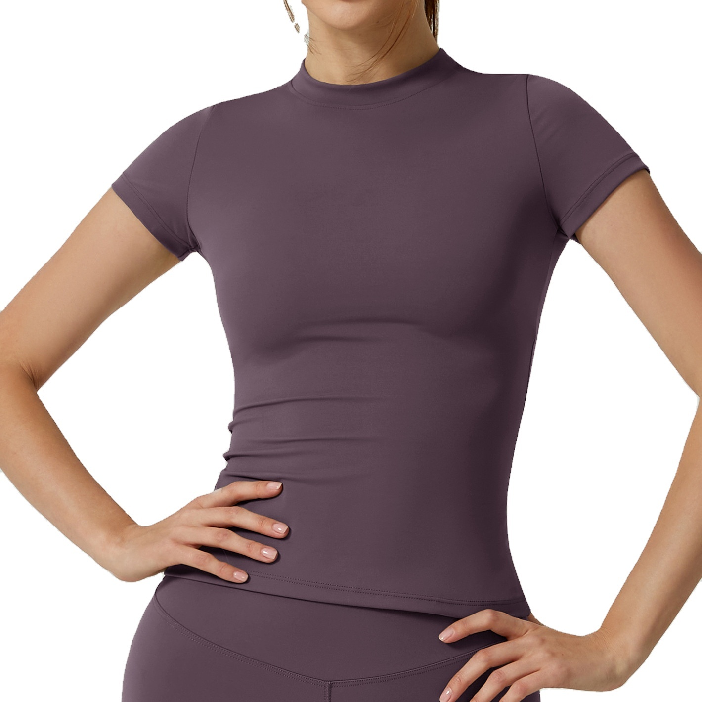 Women's Running Yoga Sports Short-Sleeve Quick-Drying Spandex/Nylon Tight Top