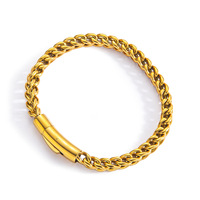 Bracelet pour homme en acier inoxydable 6 mm, plaqué or 18 carats, style hip-hop, bracelet tendance, style cubain