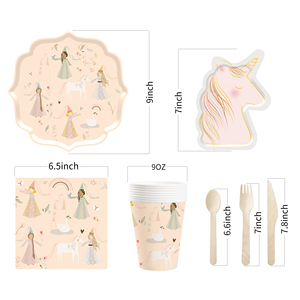 DAMAI Nouveau Design Ensemble de Vaisselle et Assiettes en Carton pour Fête d'Anniversaire Thème Licorne pour Enfants, Pack de Faveurs et Articles de Fête Ludiques - Product Image 6