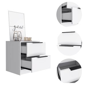 Cannon 2-Drawer Nightstand <b>White</b> Modern <b>Bedside</b> Storage <b>Cabinet</b> for Bedroom - Product Image 3