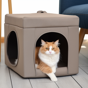 Bailey personnalisation tissu <span class=keywords><strong>lin</strong></span> cuir maison pour animaux de compagnie déodorant pouf pour animaux de compagnie tabouret chat maison - Product Image 1