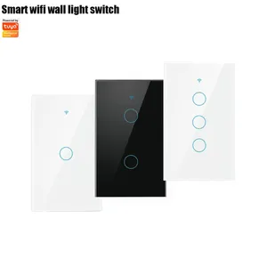 Tuya Smart Switch APP Control Glass Panel Touch Wall Smart Switch 1/2/3 Gang + RF 433 US Standard Smart Switch