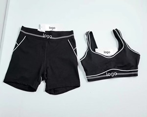 Venta <span class=keywords><strong>Directa</strong></span> de Fábrica, Leggings de Yoga de Moda, Pilates, Elásticos, Sin Costuras, Acanalados, de Alta Calidad, Conjunto de 2 Piezas para Mujer - Product Image 5