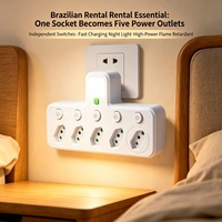 Prise Triangulaire Standard Brésilienne SUZHERM 3/4/5 Sorties 2 USB + 1 Type-C avec Interrupteur Individuel et Conception à Branchement Direct