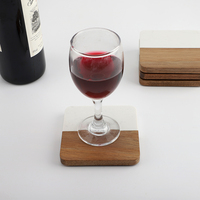 Sous-verres et tapis carrés en bois d'acacia marbré COSEN Nordic, résistance aux hautes températures, écologiques, pour table, 10x10cm